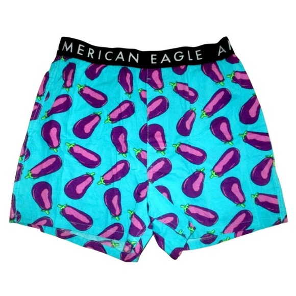 Size Medium American Eagle Mens Stretch Boxer M Eggplant Print 4" Inseam NEW - Picture 1 of 5